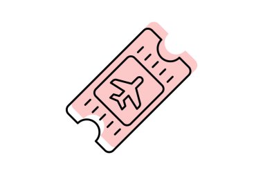 Bilet rengi gölge ince çizgi simgesi, vektör, piksel mükemmel, illüstratör dosyası