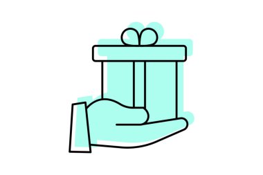 Bonus Hediye Kutusu renk gölge inceltici simge, vektör, piksel mükemmel, illüstratör dosyası