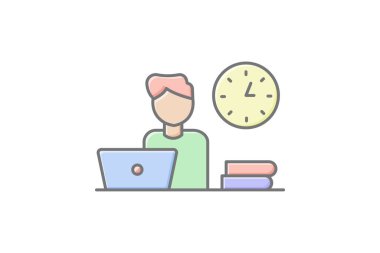 Çalışma Zamanı doğrusal renk simgesi, vektör, piksel mükemmel, illüstratör dosyası