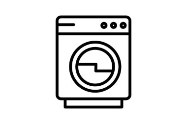 Çamaşır Makinesi çizgi simgesi, vektör, piksel mükemmel, illüstratör dosyası