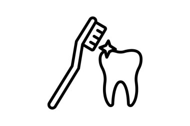 Diş temizleme çizgisi simgesi, vektör, piksel mükemmel, illüstratör dosyası