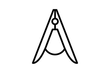 Clothespin çizgi simgesi, vektör, piksel mükemmel, illüstratör dosyası