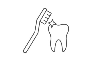 Dişleri temiz ince çizgi simgesi, vektör, piksel mükemmel, illüstratör dosyası