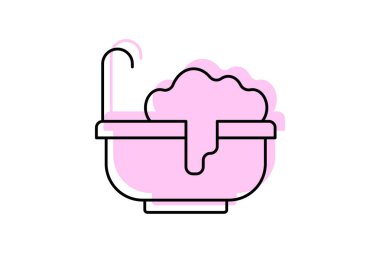 Küvet rengi gölge ince çizgi simgesi, vektör, piksel mükemmel, illüstratör dosyası