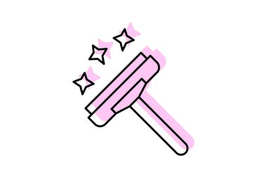 Lastik sileceği renk gölge ince çizgi simgesi, vektör, piksel mükemmel, illüstratör dosyası