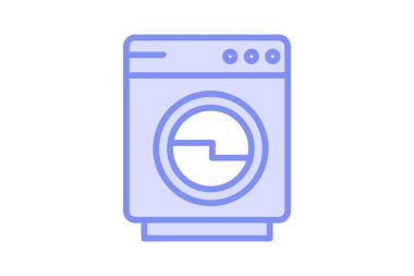 Çamaşır Makinesi duoton çizgi simgesi, vektör, piksel mükemmel, illüstratör dosyası