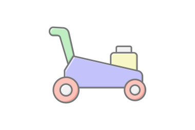 Grass Cutter doğrusal renk simgesi, vektör, piksel mükemmel, illüstratör dosyası