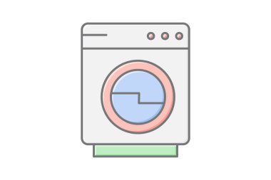 Çamaşır Makinesi doğrusal renk simgesi, vektör, piksel mükemmel, illüstratör dosyası