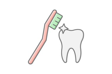Diş temizleme renk simgesi, vektör, piksel mükemmel, illüstratör dosyası