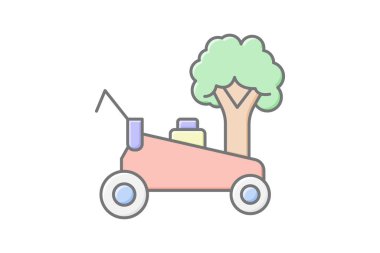 Bahçe Temizleme renk simgesi, vektör, piksel mükemmel, illüstratör dosyası