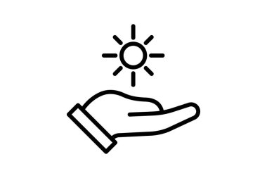 El Tutma Güneşi çizgi simgesi, vektör, piksel mükemmel, illüstratör dosyası