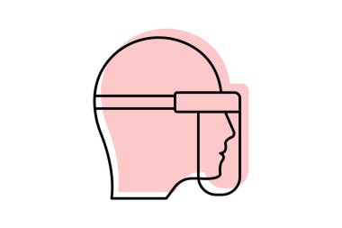 Yüz Kalkanı renk gölge ince çizgi simgesi, vektör, piksel mükemmel, illüstratör dosyası