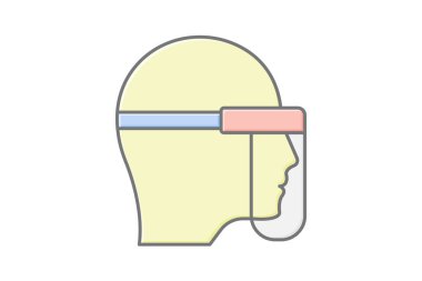 Face Shield doğrusal renk simgesi, vektör, piksel mükemmel, illüstratör dosyası