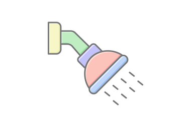 Duş doğrusal renk simgesi, vektör, piksel mükemmel, illüstratör dosyası