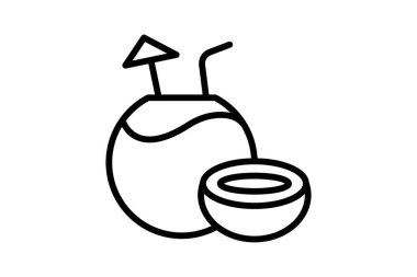 Hindistan cevizi çizgi simgesi, vektör, piksel mükemmel, illüstratör dosyası