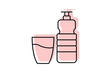 Su Şişesi renk gölge ince çizgi simgesi, vektör, piksel mükemmel, illüstratör dosyası