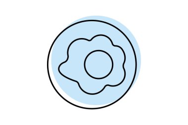 Kızarmış yumurta rengi gölge ince çizgi simgesi, vektör, piksel mükemmel, illüstratör dosyası