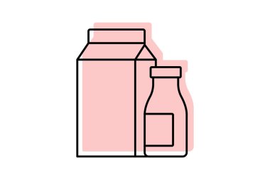 Süt Paketi renk gölge ince çizgi simgesi, vektör, piksel mükemmel, illüstratör dosyası