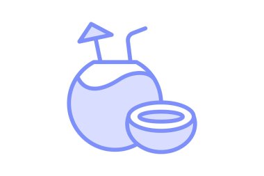 Hindistan cevizi duotone çizgi simgesi, vektör, piksel mükemmel, illüstratör dosyası