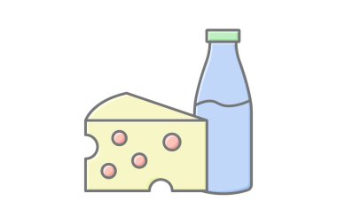 Süt ürünleri doğrusal renk simgesi, vektör, piksel mükemmel, illüstratör dosyası