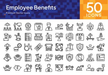 Employee Benefits Icon Pack for Corporate Health, Wellness, and Success in Business Organizations clipart