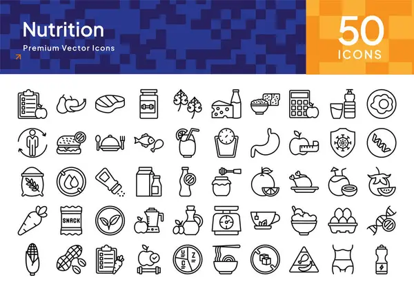 Dengeli Beslenme, Sağlık ve Yaşam Tarzı Çözümleri için Sağlıklı Beslenme Simgesi Paketi