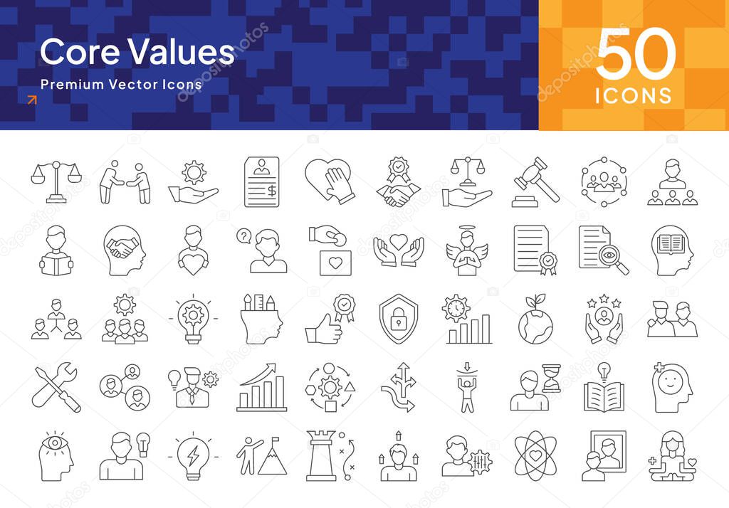 Leadership and Core Values Icon Pack for Business Success, Corporate Integrity, and Organizational Growth
