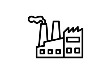Sanayi Fabrikası çizgi simgesi, vektör, piksel mükemmel, illüstratör dosyası