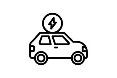 Elektrikli Araç çizgisi simgesi, vektör, piksel mükemmel, illüstratör dosyası