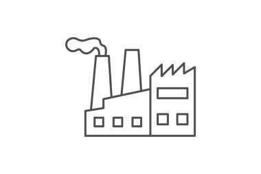 Industry Factory ince çizgi simgesi, vektör, piksel mükemmel, illüstratör dosyası