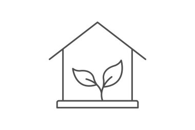 Eco Home thinline icon , vector, pixel perfect, illustrator file clipart