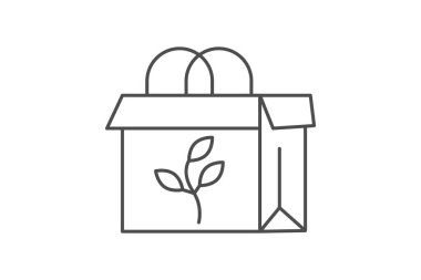 Eko Paketleme İnce Çizgisi simgesi, vektör, piksel mükemmel, illüstratör dosyası