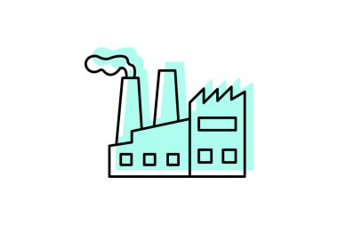 Endüstri Fabrikası renk gölge ince çizgi simgesi, vektör, piksel mükemmel, illüstratör dosyası