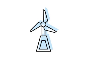 Rüzgar Gücü renk gölge ince çizgi simgesi, vektör, piksel mükemmel, illüstratör dosyası