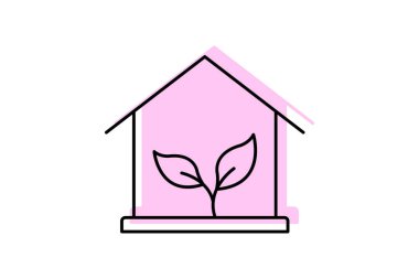 Eko Ev Rengi İnce Çizgisi simgesi, vektör, piksel mükemmel, illüstratör dosyası