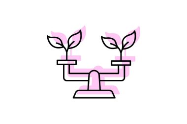 Ekolojik Denge renk gölgesi ince çizgi simgesi, vektör, piksel mükemmel, illüstratör dosyası