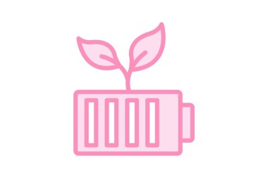 Eko Batarya duoton çizgi simgesi, vektör, piksel mükemmel, illüstratör dosyası