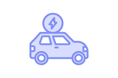 Electric Car duotone hat simgesi, vektör, piksel mükemmel, illüstratör dosyası