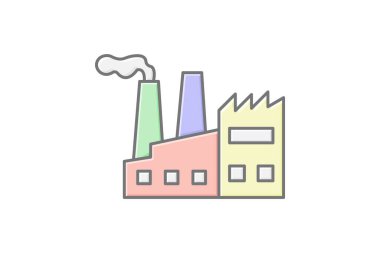 Industry Factory lineal renk simgesi, vektör, piksel mükemmel, illüstratör dosyası