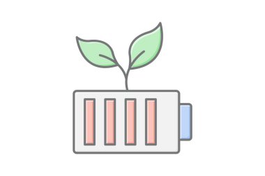 Eko Batarya doğrusal renk simgesi, vektör, piksel mükemmel, illüstratör dosyası