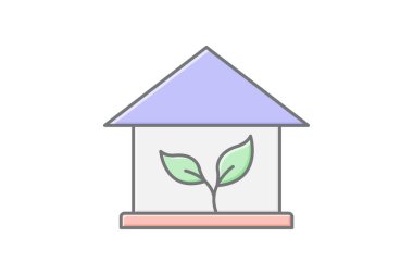 Eko Ev doğrusal renk simgesi, vektör, piksel mükemmel, illüstratör dosyası