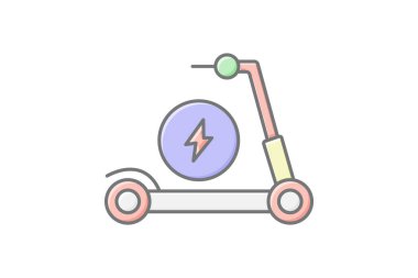 Elektrik Scooter doğrusal renk simgesi, vektör, piksel mükemmel, illüstratör dosyası