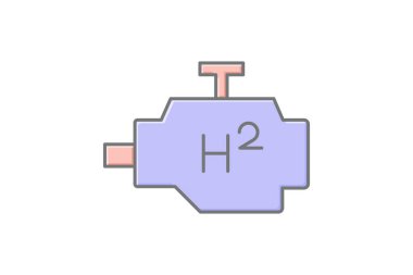 Hidrojen Motor doğrusal renk simgesi, vektör, piksel mükemmel, illüstratör dosyası