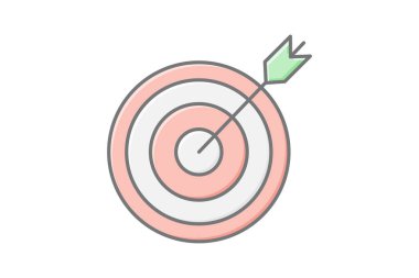 Hedef doğrusal renk simgesi, vektör, piksel mükemmel, illüstratör dosyası