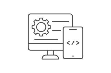 Uyarlamalı programlama ince çizgi simgesi, vektör, piksel mükemmel, illüstratör dosyası