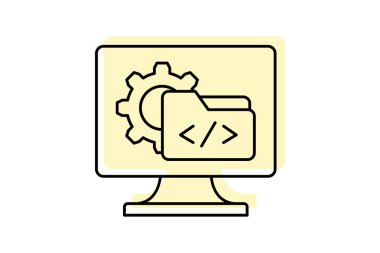 Yazılım Geliştirme Renk Gölgesi İnce Çizgisi simgesi, vektör, piksel mükemmel, illüstratör dosyası