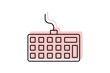 Klavye renk gölge ince çizgi simgesi, vektör, piksel mükemmel, illüstratör dosyası