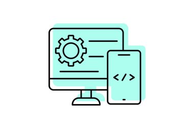 Uyarlamalı programlama renk gölge ince çizgi simgesi, vektör, piksel mükemmel, illüstratör dosyası