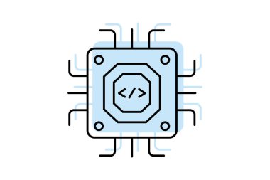 Mikroçip renk gölge ince çizgi simgesi, vektör, piksel mükemmel, illüstratör dosyası
