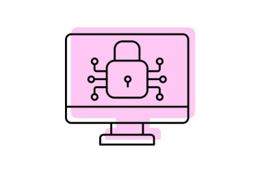 Güvenlik rengi gölge ince çizgi simgesi, vektör, piksel mükemmel, illüstratör dosyası